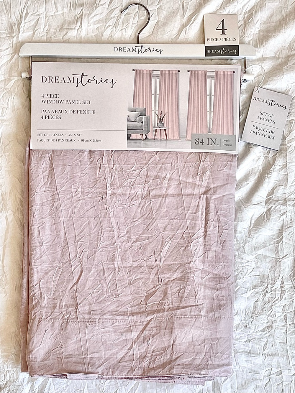 💕NWT Dream Stories 4-Piece Window Panel Drape Set - Maven Peony Pink 36x84”
